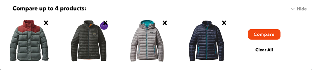 Patagonia's Comparison Feature