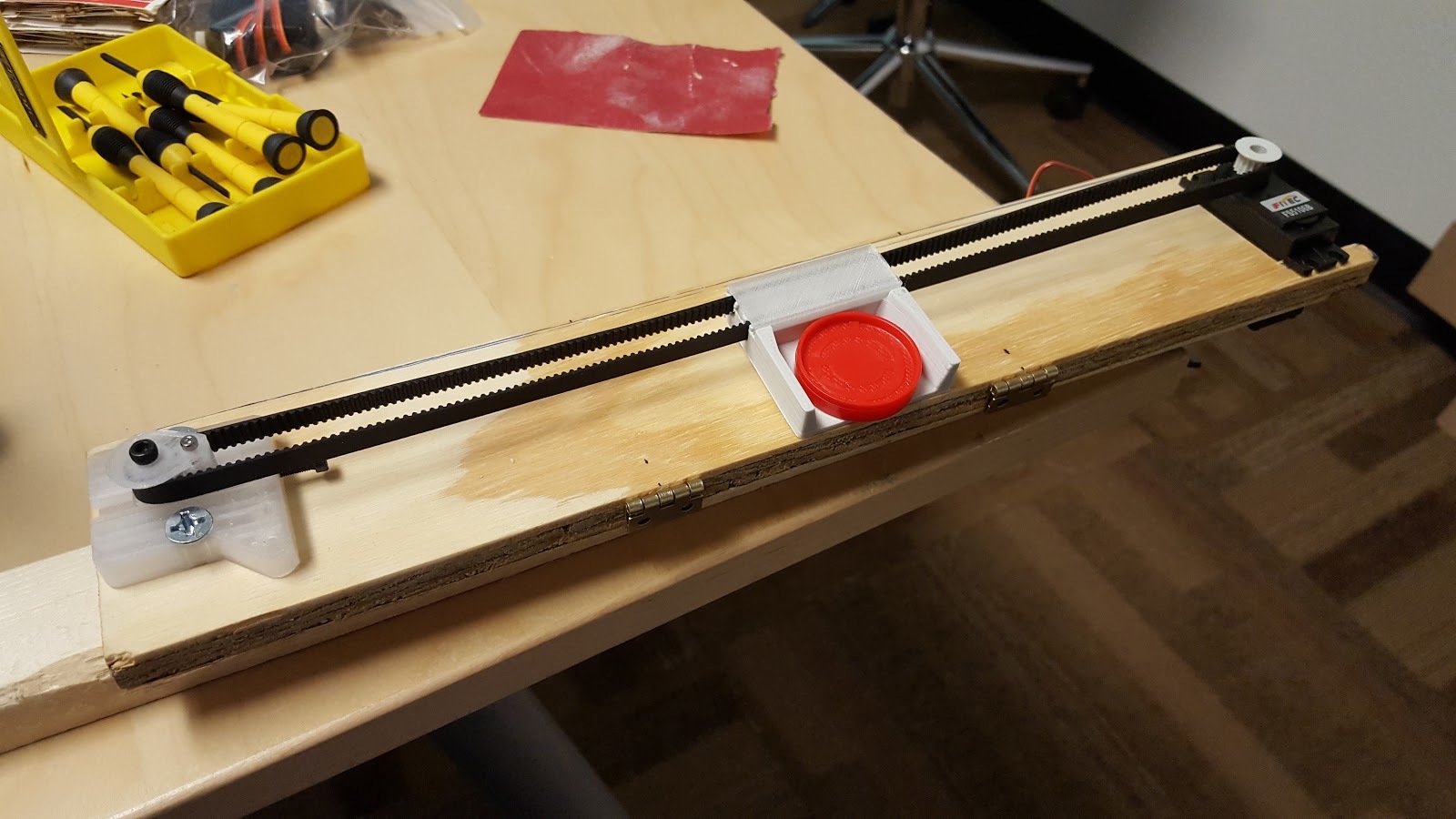 Prototype puck slider mechanism.